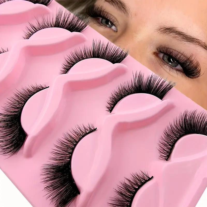 Natural Look Cat Eye Eyelash Extensions, 5 Pairs Self Grafting Curl Eyelashes, Eye Makeup Enhancement False Eyelashes for Women & Girls