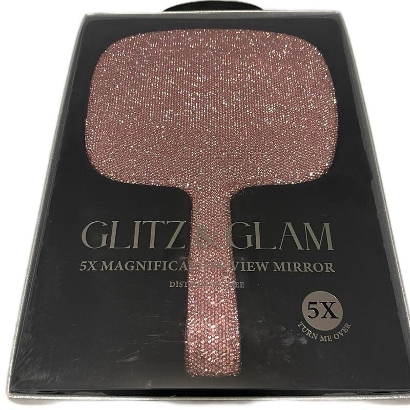 Glitz & Glam Limited Edition Silver Pink Rhinestone Mirror- Pink, Silver Paddle Hair Brushes Luxury Gift