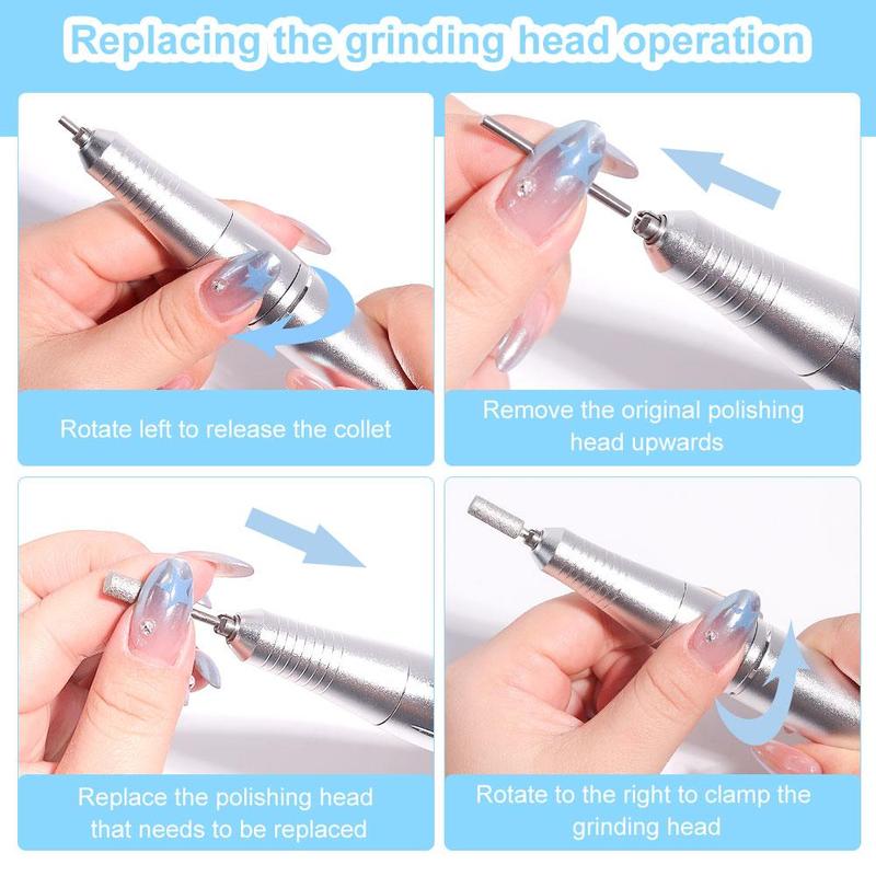 Nail Drill Machine Kit, USB Rechargeable Nail Polishing Machine with 6 Types Nail Drill Bits, Portable Acrylic Nail Drill Gel Art Remover, Manicure & Pedicure Tools Set