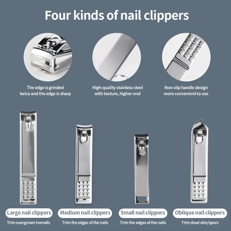 26pcs Stainless Steel Nail Clipper Set, Portable Manicure & Pedicure Tools For Daily Personal Care