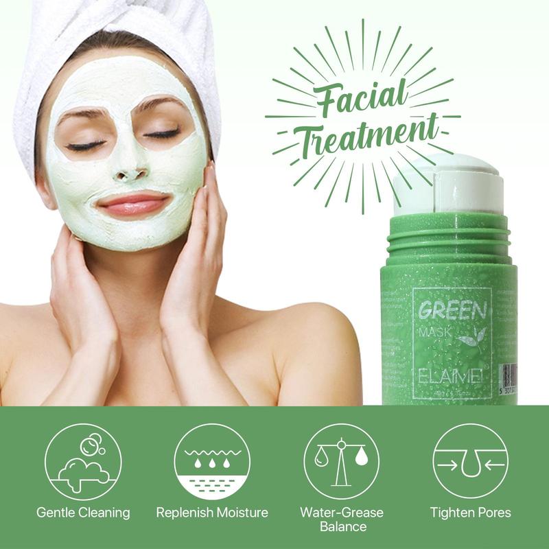 ELAIMEI Face Clean Mask Green Tea Cleansing Stick Mask Deep Cleans Pores Makes Pores Smaller for All Skin Types 40g