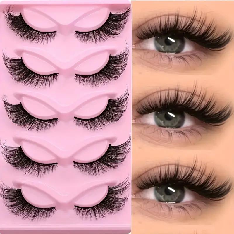 Natural Look Cat Eye Eyelash Extensions, 5 Pairs Self Grafting Curl Eyelashes, Eye Makeup Enhancement False Eyelashes for Women & Girls