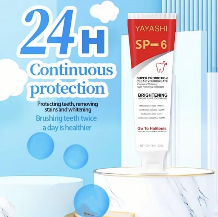 SP-6 Probiotic Super White+ Deep Cleaning Whitening Toothpaste - Fresh Breath, Oral Care Set,Buy one get one free, Christmas gifts