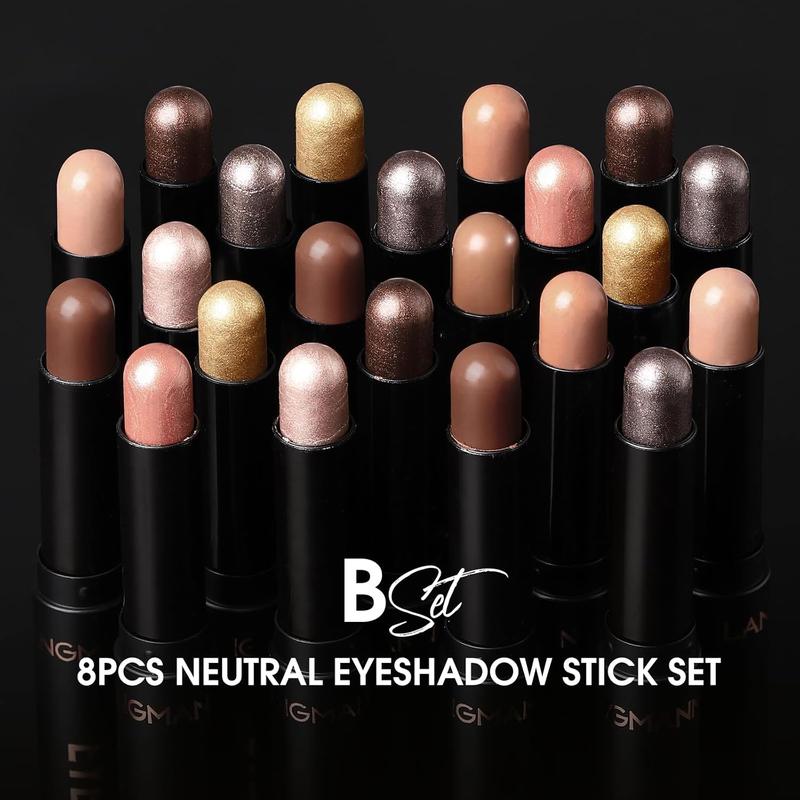 Eyeshadow Stick Set, 8 Colors Matte Professional Bright Contour and Highlight Eyeshadow Stick, Cream Eyeshadow Waterproof Long-lasting High Color Eyeshadow