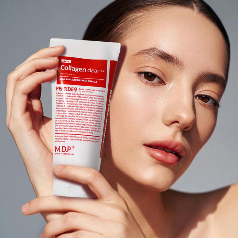 [MDP+ Official Shop] MEDI-PEEL RED LACTO COLLAGEN CLEAR 2.0, Peptide, Pore Tightening, Daily Moisturizing Cleanser, Deep Pore Cleansing, Foaming Facial Wash, Facial Cleansing | 4.05 fl.oz, 120ml