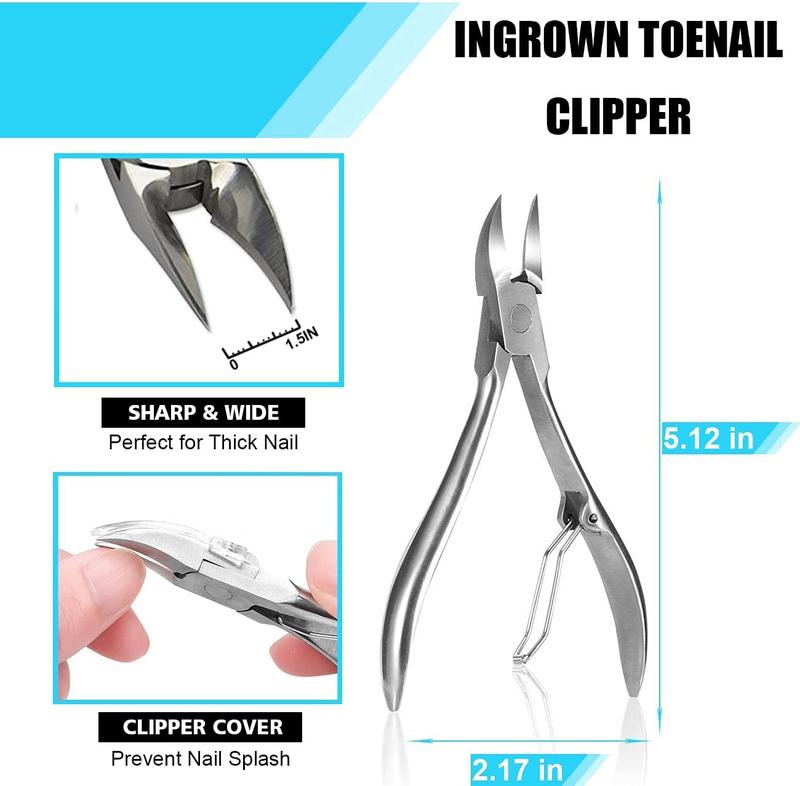 Toenail Tool Kit (9PCS), Professional Toe Nail Clipper Set for Ingrown & Thick Nail, Stainless Steel Ingrown Toenail Kit, Surgery Grade Manicure Pedicure Tool