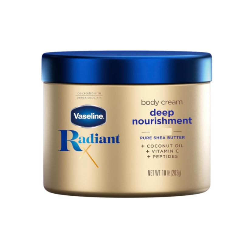 Vaseline Deep Nourishment Body Cream Pure Shea Butter, Coconut Oil, 10 oz Body Care Moisturizer Radiant Sensitive Hydrating