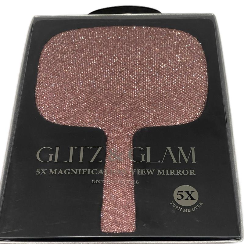 Glitz & Glam Limited Edition Silver Pink Rhinestone Mirror- Pink, Silver Paddle Hair Brushes Luxury Gift