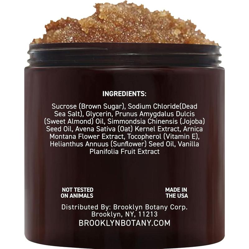 Brooklyn Botany Brown Sugar Body Scrub - Moisturizing and Exfoliating Body, Face, Hand, Foot Scrub - Fights Acne, Fine Lines & Wrinkles, Great Gifts For Women & Men - 10 oz