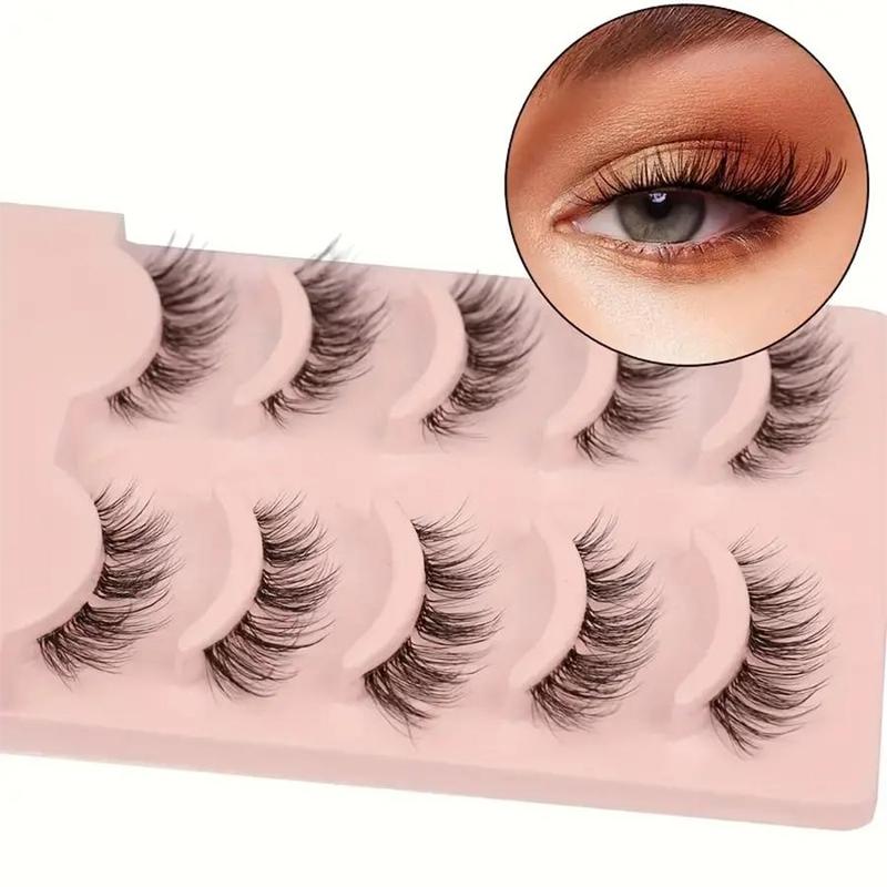 Cat Eye False Eyelashes, 5 Pairs Natural Curling Eye Makeup Strip Lashes, Full Volume Eyelash for Lashes Extensions, Volumized False Eyelashes for Women and Girls Eye Makeup Enhancement