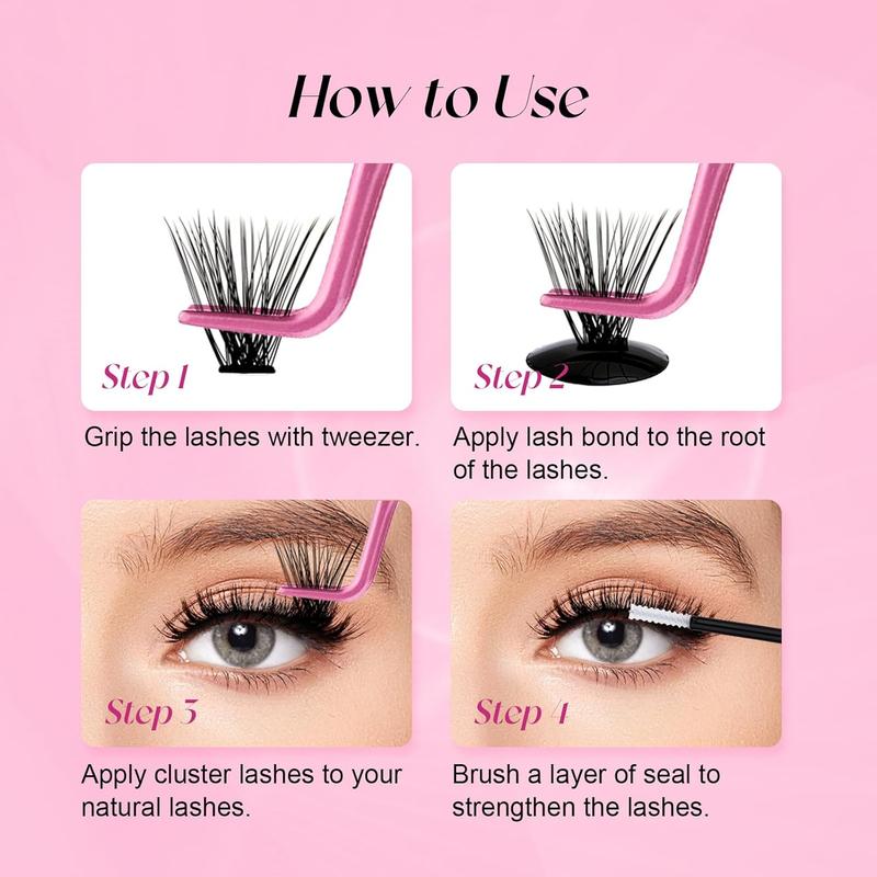  DIY Lash Extension Kit（Lashes Clusters+Bond and Seal+Glue Remover+Tweezers）