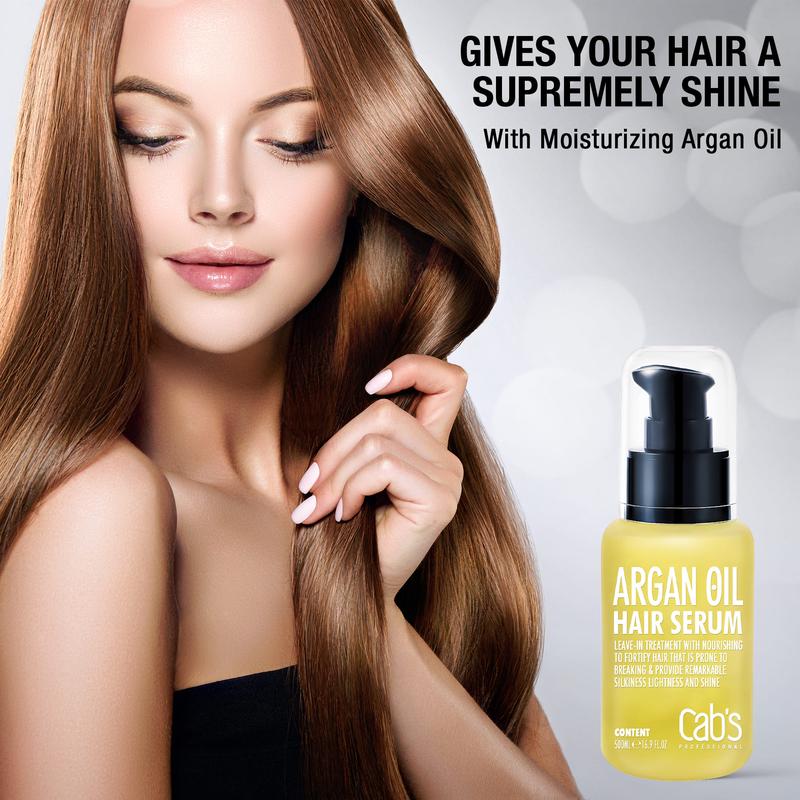 Cab's Argan Hair Oil for Anti-Heat, Nourishing and Repair - Hair Serum to Add Silky Shine to Damaged Hair, Paraben Free, Sulfate Free 1.69 fl oz Haircare Moisture