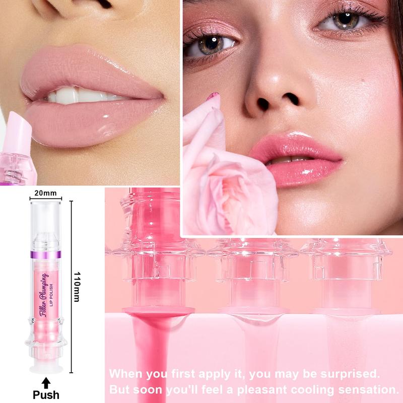 3 colors lip booster, spicy lip plumper gloss lipstick lip oil, ultra-& nourishing plump and Pout lip plumper for women girls (set A)