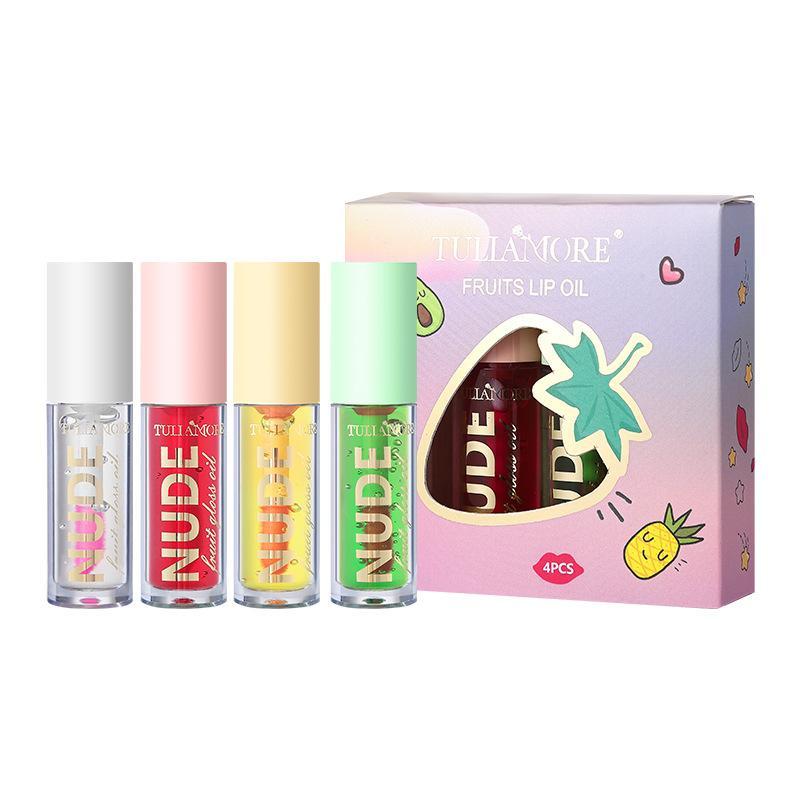 Fruit Pattern Moisturizing Lip Oil, Glossy Lip Care Lip Glaze Stick, Hydrating Plumping Lip Oil, Hydrating Lip Gloss, Nourishing Lip Plumper