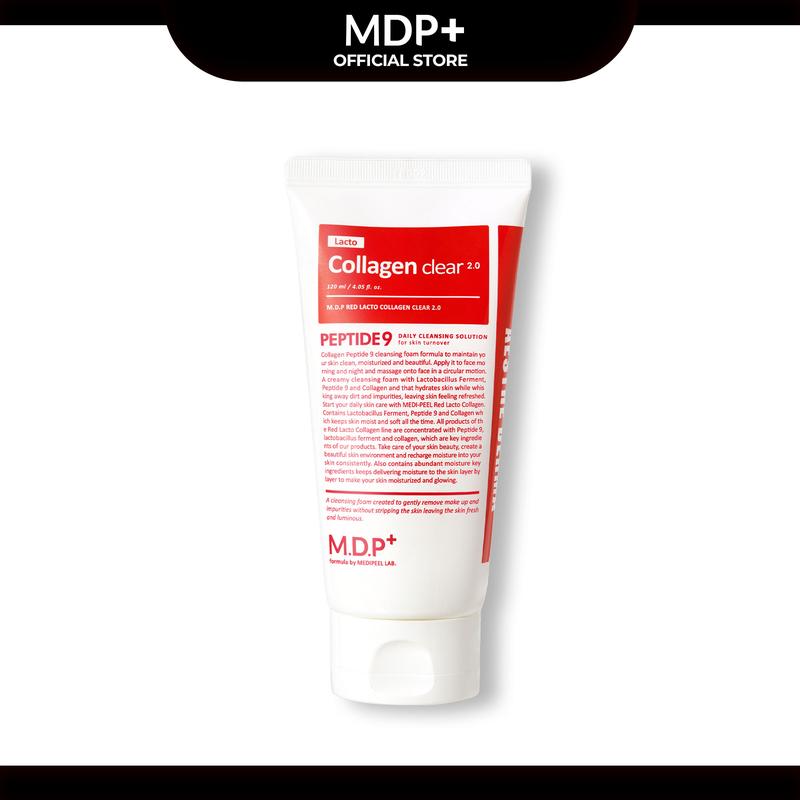 [MDP+ Official Shop] MEDI-PEEL RED LACTO COLLAGEN CLEAR 2.0, Peptide, Pore Tightening, Daily Moisturizing Cleanser, Deep Pore Cleansing, Foaming Facial Wash, Facial Cleansing | 4.05 fl.oz, 120ml