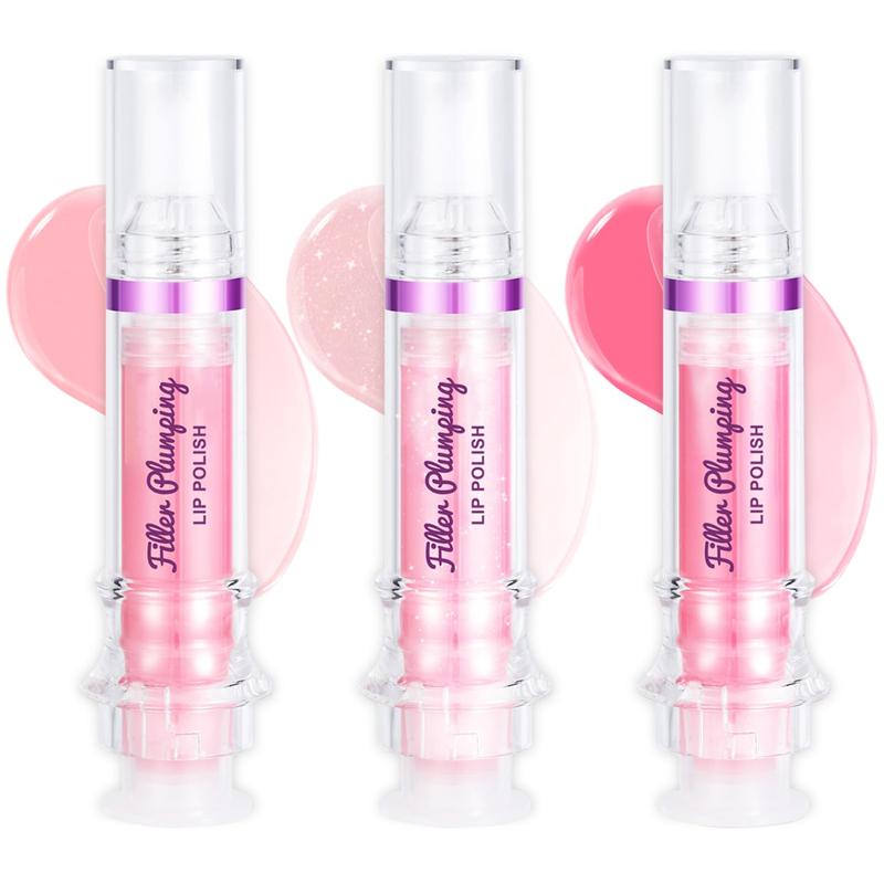 3 colors lip booster, spicy lip plumper gloss lipstick lip oil, ultra-& nourishing plump and Pout lip plumper for women girls (set A)