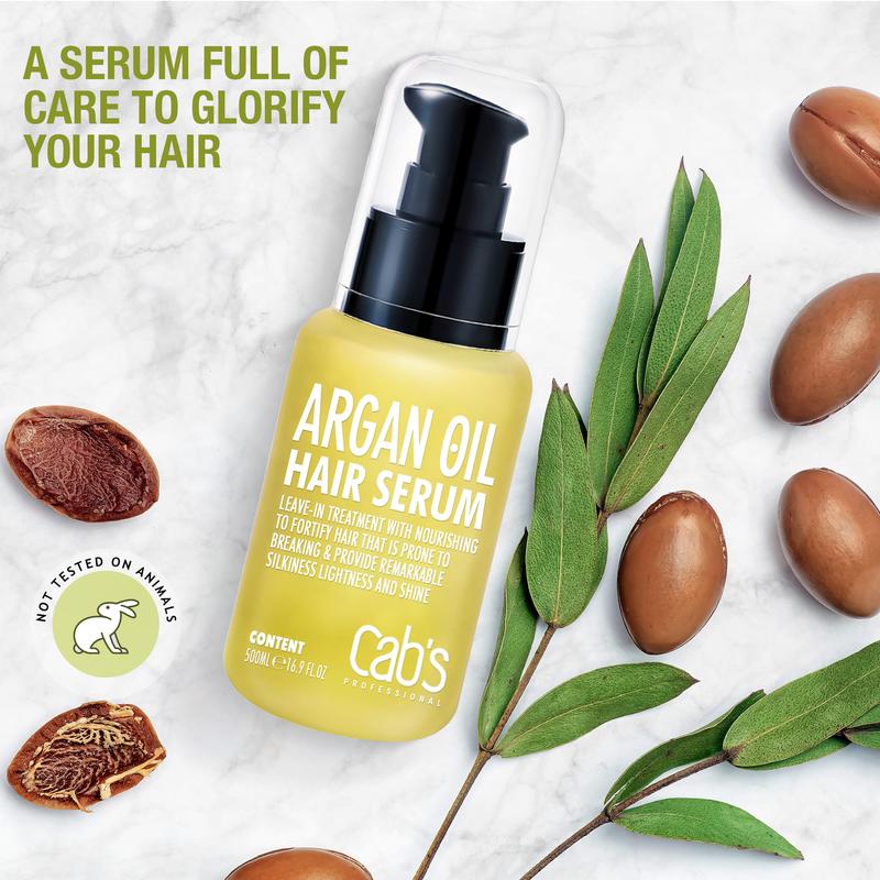 Cab's Argan Hair Oil for Anti-Heat, Nourishing and Repair - Hair Serum to Add Silky Shine to Damaged Hair, Paraben Free, Sulfate Free 1.69 fl oz Haircare Moisture