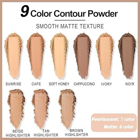 Professional Light Medium Brown Contour Highlight Palette,Easy Blending, Long-lasting formula, Sculpt & Highlighting,Matte and Shimmer Finish-9A