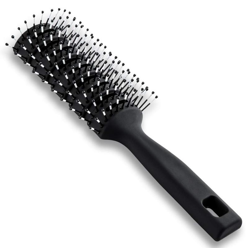 Vented Styling Brush with Ball-Tipped Bristles for Blow Drying Wet, Short, Curly, or Straight  for Men and Women (Black)