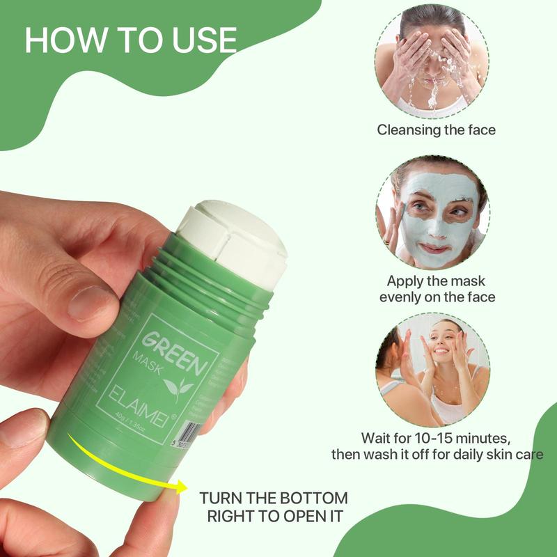 ELAIMEI Face Clean Mask Green Tea Cleansing Stick Mask Deep Cleans Pores Makes Pores Smaller for All Skin Types 40g