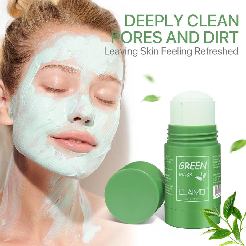 ELAIMEI Face Clean Mask Green Tea Cleansing Stick Mask Deep Cleans Pores Makes Pores Smaller for All Skin Types 40g