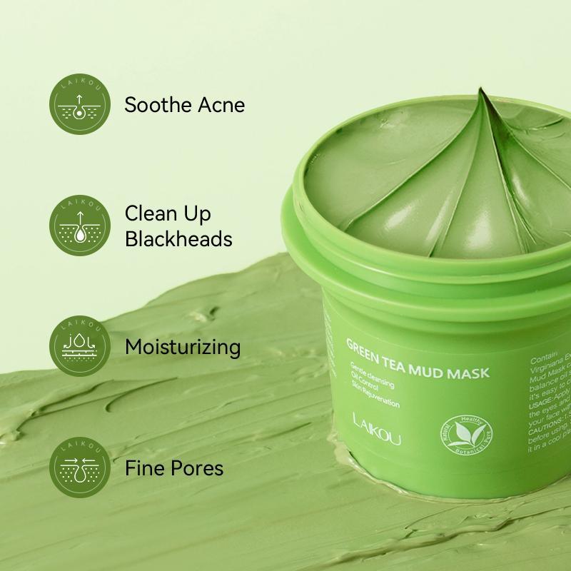 Green Tea Mud Mask, 1 Count Green Tea Extract Deep Cleansing Face Mask, Oil Control & Moisturizing Facial Mask For Women