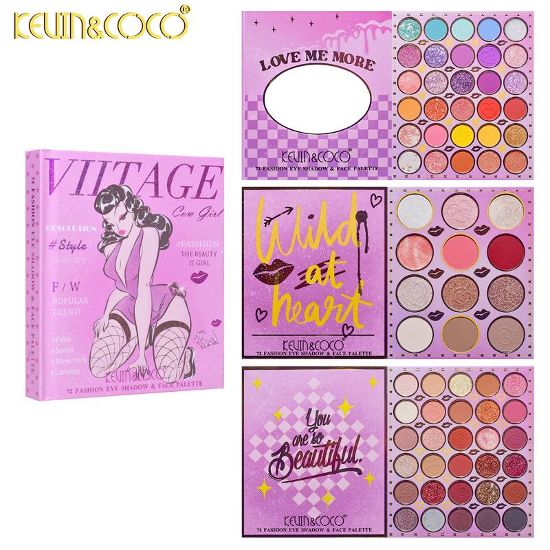 KEVIN&COCO 72 Color Spice Girl Eyeshadow and Blush Palette - Highlights and Contouring in One Disc for Makeup - Cosmetic Makeup