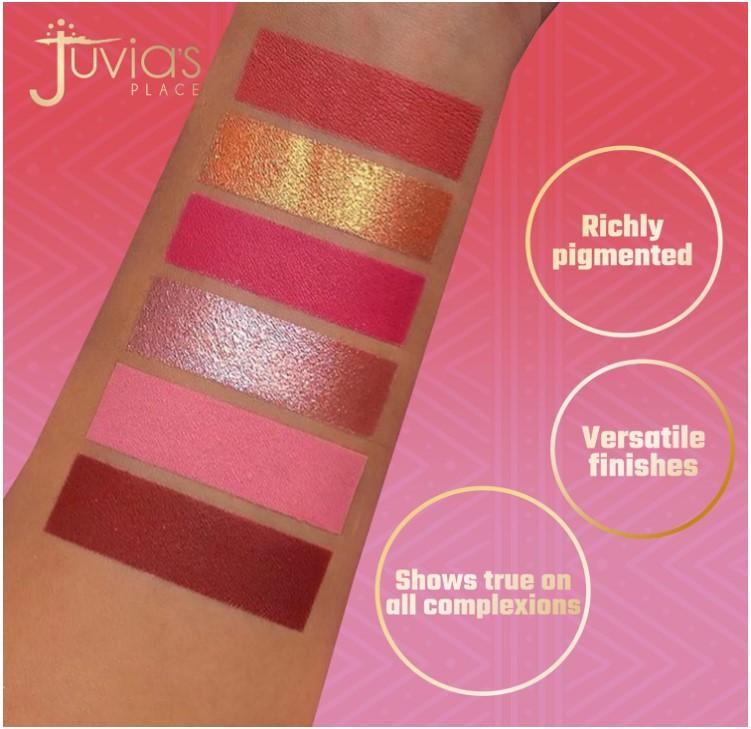 Juvia's Place Palette Blushed Rose - Rosy, Pinks, Rose-Gold, Shades of 6, Professional Eye Makeup, Pigmented Makeup Palette