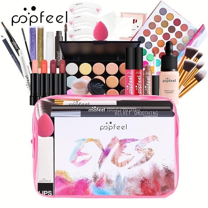 Makeup Gift Set, 1 Set All in One Portable Makeup Kit, Including Foundation, Mascara, Concealer, Eyeshadow, Lipstick, Brushes and More, Ideal for Gifts and Beginners, Summer Gifts, Creative Birthday Gift, Christmas Gift