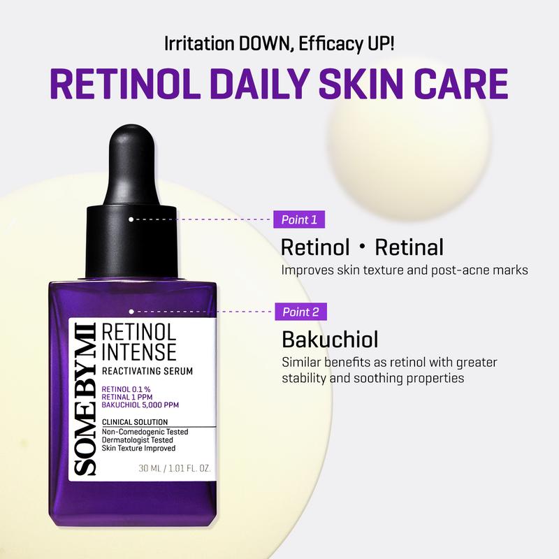 [SOME BY MI] Glass Skin Duo - Retinol Intense Reactivating Serum + Retinol Intense Daily Mask - Mild Korean Retinol Serum and Vegan Face Sheet Mask for Post-Acne Mark and Skin Texture - Korean Skin Care