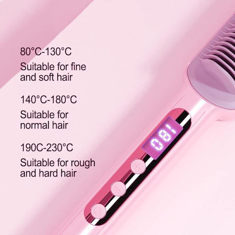 Ionic Hair Straightener Brush Enhanced Straightening Brush 20s Fast Ceramic Heating Straightening Comb Brush Straightener for Women Pink