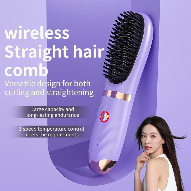 Portable Wireless Hair Straightener, Rechargeable Hair Straightening Comb, Hair Styling Tool for Home & Travel, Hair Care & Styling Product, Christmas Gift