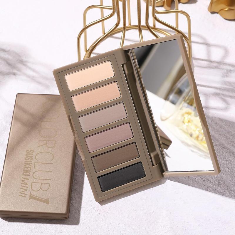 6 Colors Mini Naked Eyeshadow Makeup Palette Neutral Nude Smoky Eye Shadow Taupe & Brown Matte Make Up Pallet with Mirror Highly Pigmented Long Lasting Waterproof Travel Size Gift Kit 01