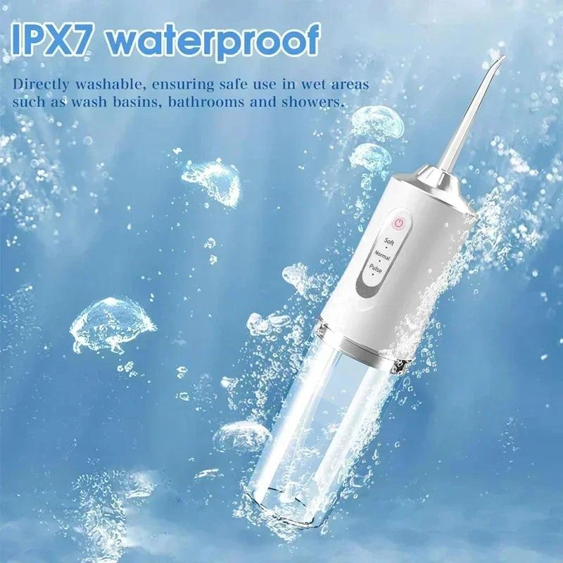 Rechargeable Portable Water Flosser - 4 Jet Tips, 3 Cleaning Modes for Dental Care Rechargeable Portable