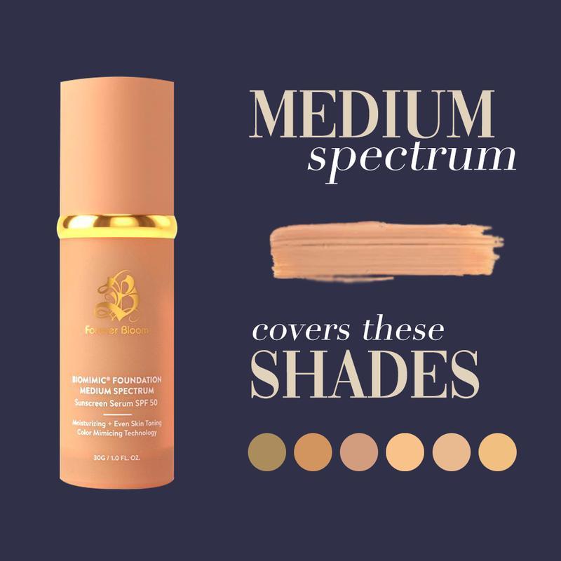 Foundation 4 in 1 - Medium Spectrum, Liquid Foundation for Flawless, Natural Looking Finish Lightweight Makeup Clear Concealer Radiant Silky