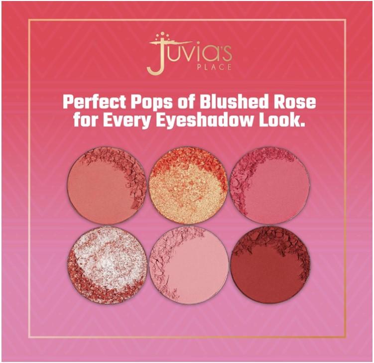 Juvia's Place Palette Blushed Rose - Rosy, Pinks, Rose-Gold, Shades of 6, Professional Eye Makeup, Pigmented Makeup Palette