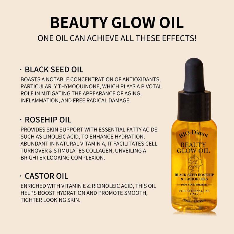 Black Seed Castor Oil for Face, 2 Counts Organic Cold Pressed Facial Essence Oil for Soothing Skin, Natural Skincare Products for Women