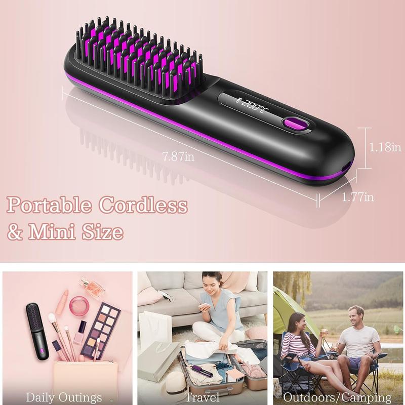 Cordless Hair Straightener, Portable Negative Ion Hot Comb, USB Charging, Fast Heating 3 Temperature Settings, Anti-Scalding, Suitable For Travel Daily Use, Women's Gift Comfort