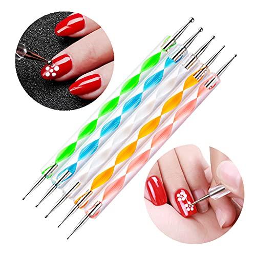 5PCS Dotting Pens with 3 PCS Nail Painting Brushes, Nail Art Kits Design Tools