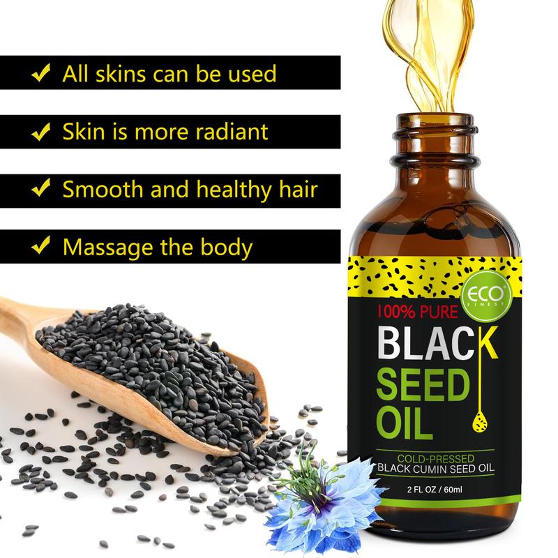 ECO FINEST Black Seed Oil - 3 Times Thymoquinone, Cold-Pressed, 100% Turkish Black Cumin Seed Oil, Liquid Pure Blackseed Oil,