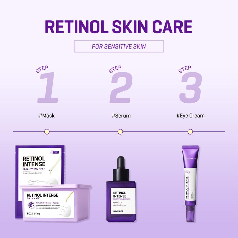 [SOME BY MI] Glass Skin Duo - Retinol Intense Reactivating Serum + Retinol Intense Daily Mask - Mild Korean Retinol Serum and Vegan Face Sheet Mask for Post-Acne Mark and Skin Texture - Korean Skin Care