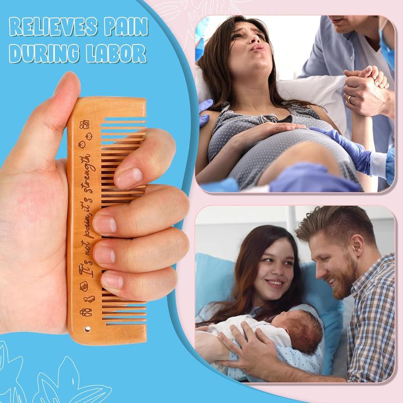 Rectangular Labor Comb - Birthing and Delivery  for , Wooden Birth Gift for  Moms