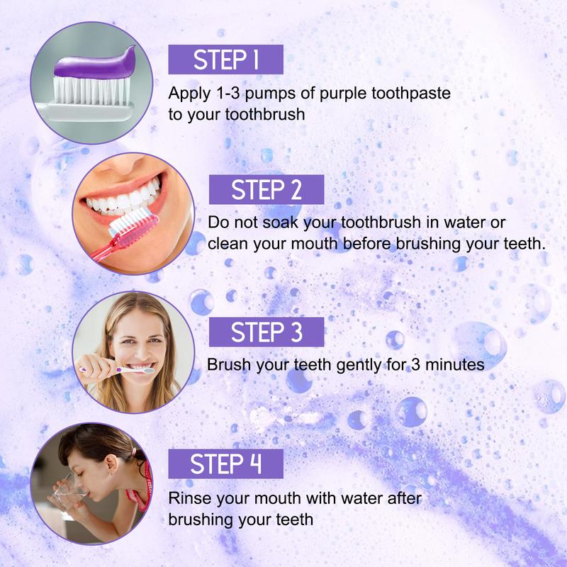 Purple Toothpaste, Deep Cleaning Toothpaste, Oral Care Toothpaste for Freshing Breath,Dental Care Products for Adults Gentle Mint Whitening Daily Radiant Soothing Cleansing Purple Deep