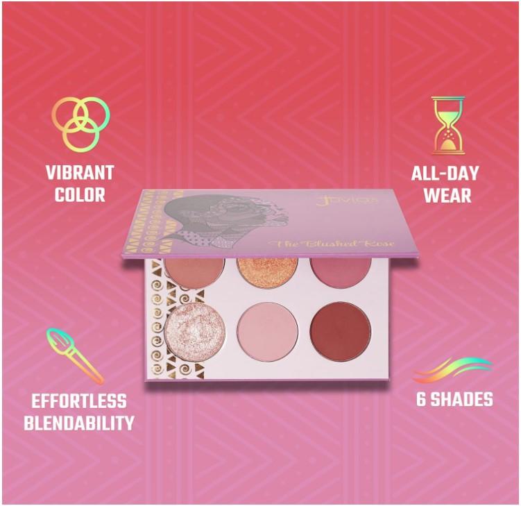 Juvia's Place Palette Blushed Rose - Rosy, Pinks, Rose-Gold, Shades of 6, Professional Eye Makeup, Pigmented Makeup Palette