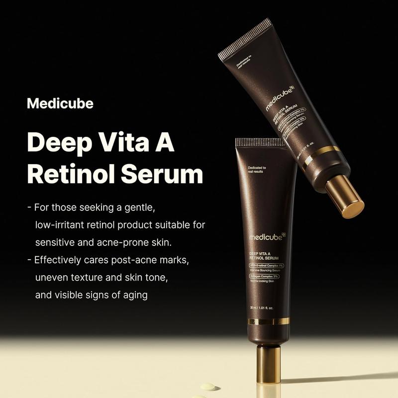 Medicube Deep Reviving Bakuchiol Retinol Facial Serum - Anti-Aging 4th Gen Retinol & Bakuchiol - Targets Fine Lines, Uneven Skin Tone, Blemish Scars - Korean Skin Care, Low Irritant, 1.69 oz