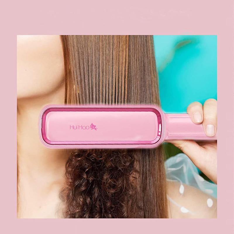 Ionic Hair Straightener Brush Enhanced Straightening Brush 20s Fast Ceramic Heating Straightening Comb Brush Straightener for Women Pink