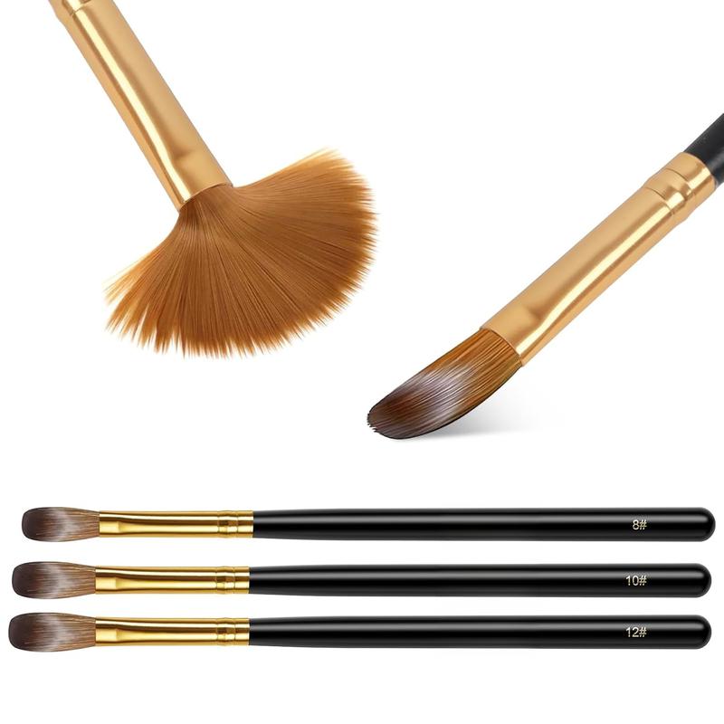 3 count   Brush Set - Size 10 12 14 Kolinsky  Brushes for  Application  Art Brushes for  Powder,  for  Extension for Beginner & Professional Gift Handle