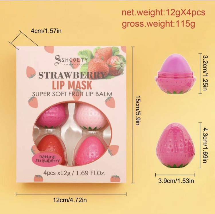 Strawberry Lip Mask, Moisturizing &Nourishing Lip Mask, Hydrating LipCare Product for Women & Girls