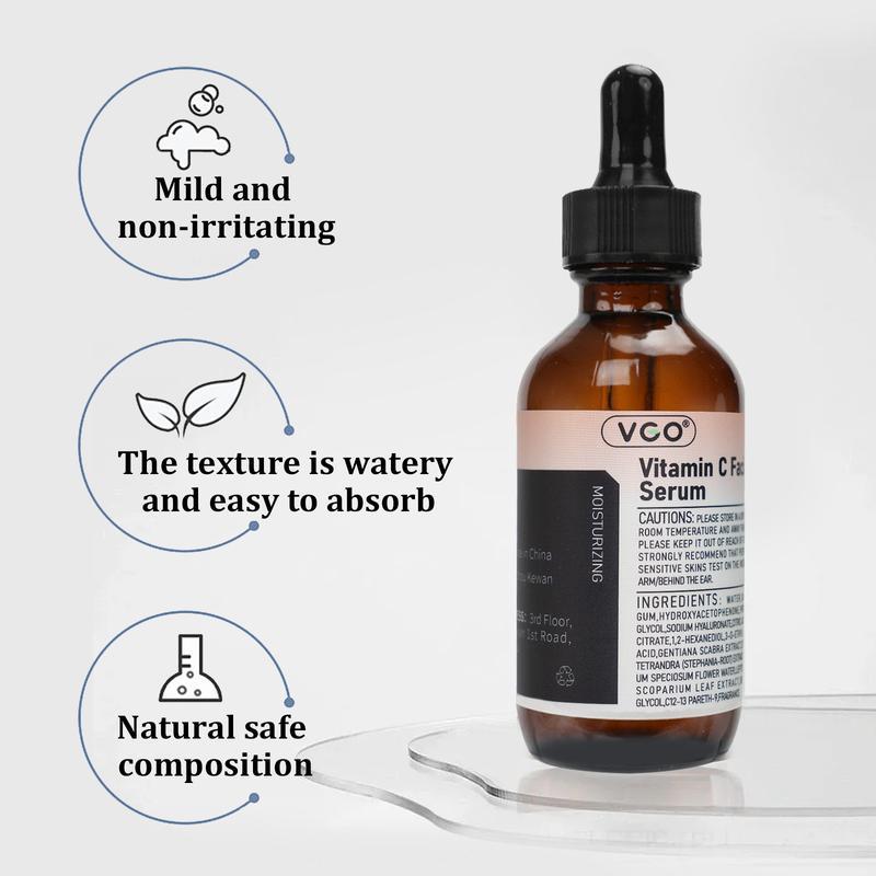 VGO Vitamin C Facial Serum Essence,  deep hydration easily absorbed winter Moisturizer dryskin Reduce wrinkles brightening serum even skintone oil control serum skin repair Hydrate Nourishing snail  mucin facial care facial serum