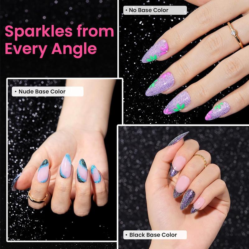 Beetles Glitter Gel Nail Polish 6 Colors Sparkle Pink Purple Blue Gel Polish Kit Chameleon Crushed Diamond Multifunction Soak off Uv Nail Gel DIY Manicure Nail Art Gift